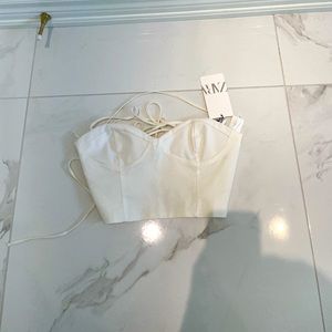 White bustier crop top